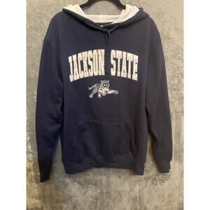 Jackson State embroidered blue/gray hoodie men’s size M Academic college alumni